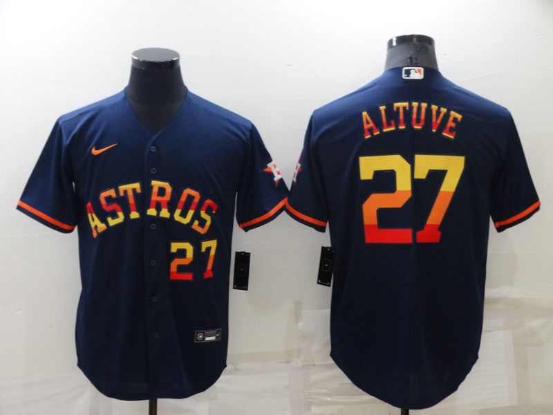 Men Houston Astros #27 Altuve Blue Rainbow Edition Game Nike 2022 MLB Jersey->houston astros->MLB Jersey